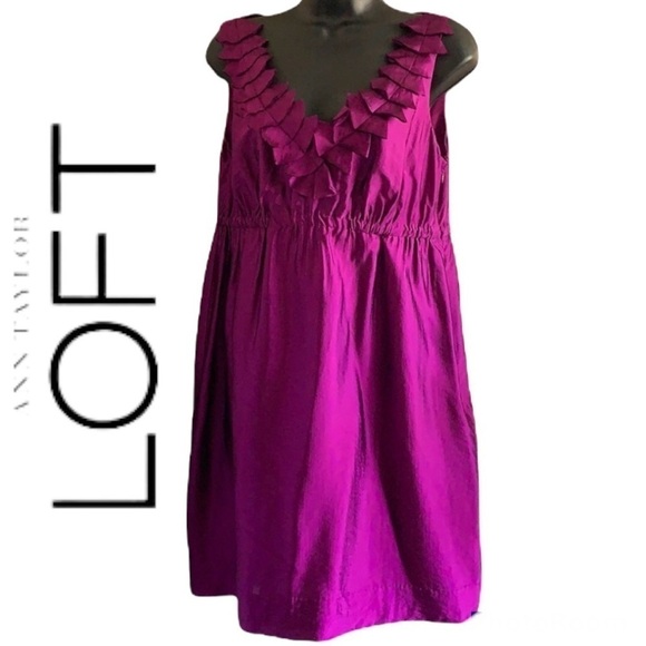 LOFT Dresses & Skirts - Loft Ann Taylor purple rayon sleeveless knee length cocktail dress size 6